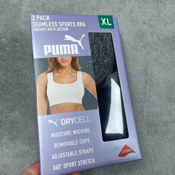 Puma 2 Pack Seamless Sports Bra XL Moisture-Wicking Adjustable d0230 - Picture 1 of 7
